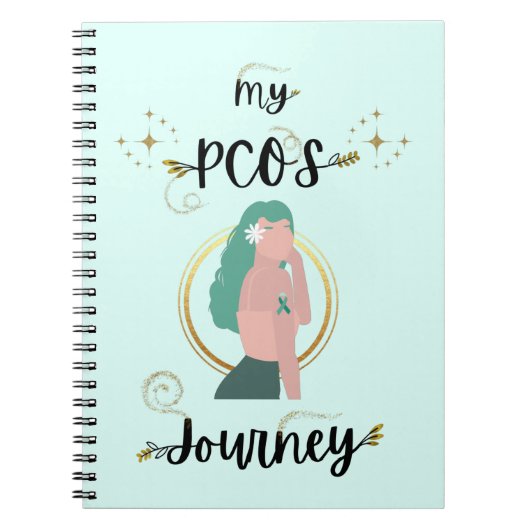 Carnet My PCOS Journey PCOS Awareness Teal Ribbon (Devant)