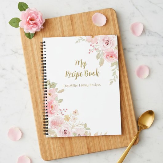 Carnet My Pink Rose Recipe Book, Personalized Cooking 