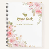 Carnet My Pink Rose Recipe Book, Personalized Cooking  (Devant)