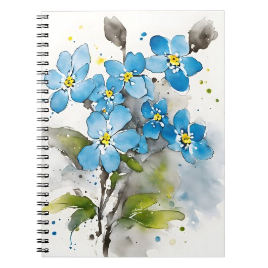Carnet Myosotis - Fleurs aquarelle (Devant)
