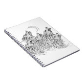 Carnet Mystical Black White Howling Wolves Art (Côté Droit)