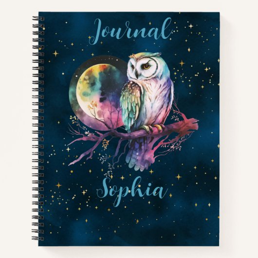 Carnet Mystical Rainbow Owl & Pleine lune Celestin Journa (Devant)
