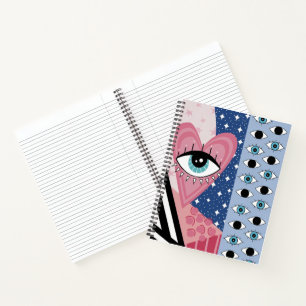 Carnet Mystique Mauvais Œil Cœur Pop Art Rétro Céleste