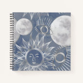 Carnet Mystique solaire | Dusty Blue Silver Moon Stars So (Devant)