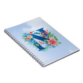 Carnet N monogramme bleu avec fleurs (Côté Droit)