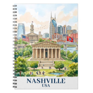 Carnet Nashville Tennessee USA personnalisé Aquarelle col