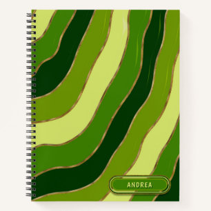 Carnet Nature moderne Vert Jaune Tons Wavy Stripes Chic