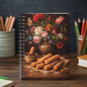 Carnet Nature morte de churros floraux Monogramme