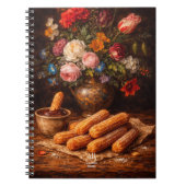 Carnet Nature morte de churros floraux | Monogramme (Devant)