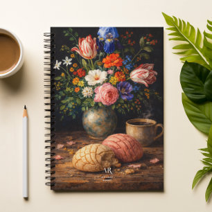 Carnet Nature morte de concha florale Monogramme