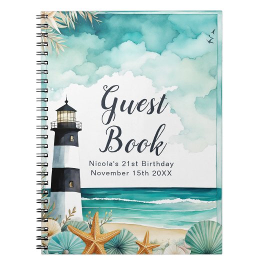 Carnet Nautical Lighthouse Birthday Party Guest Book (Devant)
