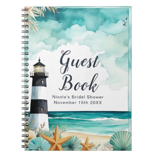 Carnet Nautical Lighthouse Bridal Shower Guest Book (Devant)