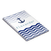 Carnet Nautical Navy Waves and Ancre Nom personnalisé (Côté Droit)