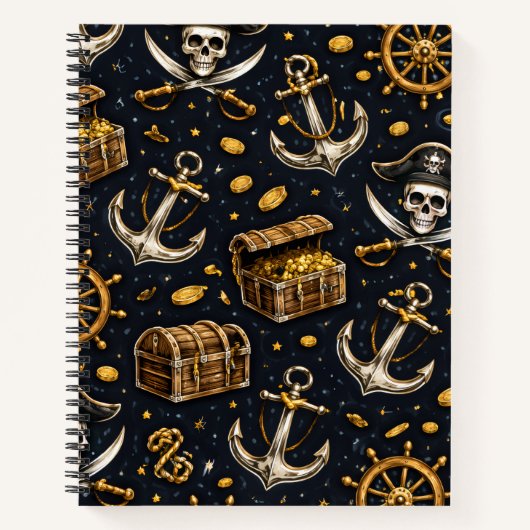 Carnet Nautical Pirate Pattern Notebook (Devant)