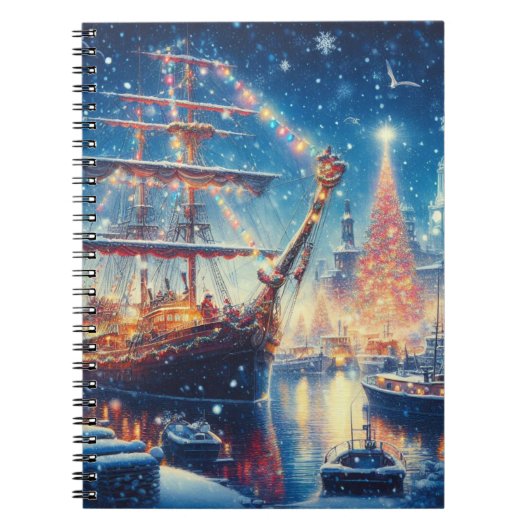 Carnet Navire à quai Noël/hiver (Devant)