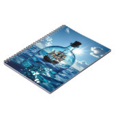 Carnet Navire dans une bouteille flottant sur l'océan (Côté gauche)