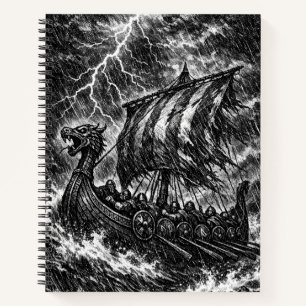Carnet Navire long Viking dans la tempête — Ink Saga Art
