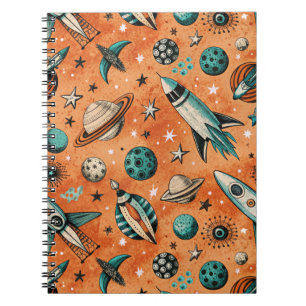 Carnet Navires-fusée vintages pour engins spatiaux Motif