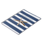 Carnet Navy Blue and White Stripes Starfish (Côté gauche)