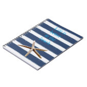 Carnet Navy Blue and White Stripes Starfish (Côté gauche)