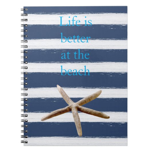 Carnet Navy Blue and White Stripes Starfish (Devant)