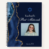 Carnet Navy Blue Gold Agate Bar Mitzvah Party Invité (Devant)