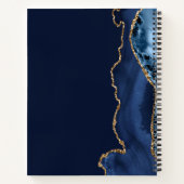 Carnet Navy Blue Gold Agate Bar Mitzvah Party Invité (Dos)