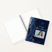 Carnet Navy Blue Gold Agate Bar Mitzvah Party Invité (Intérieur)