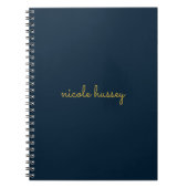 Carnet Navy Blue Gold Script  | Stylish Monogram Modern (Devant)