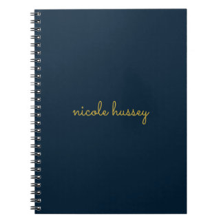 Carnet Navy Blue Gold Script  | Stylish Monogram Modern