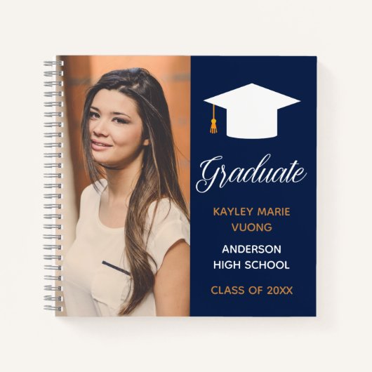 Carnet Navy Blue Graduation Party Photo Autograph Invité (Devant)