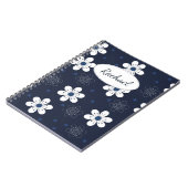 Carnet Navy Blue Pretty Floral Personalised (Côté gauche)