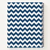 Carnet Navy Blue Zigzag, Navy Blue Chevron, Votre nom (Dos)