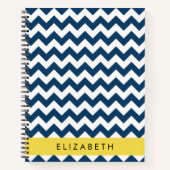 Carnet Navy Blue Zigzag, Navy Blue Chevron, Votre nom (Devant)