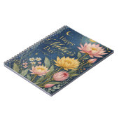 Carnet Navy céleste Lotus botanique Or (Côté gauche)