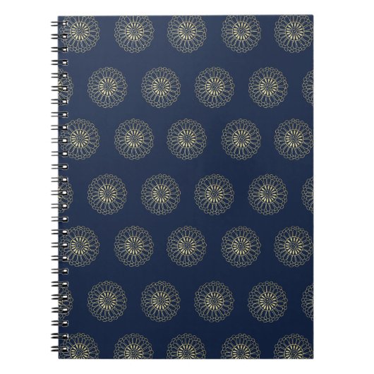 Carnet Navy | Golden Zinnia Flower Medallions (Devant)