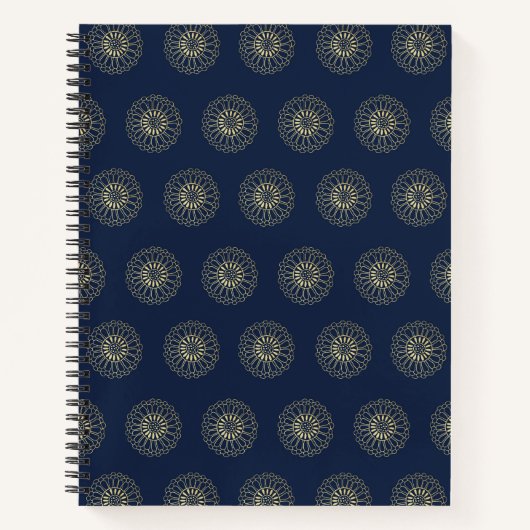 Carnet Navy | Golden Zinnia Flower Medallions (Devant)