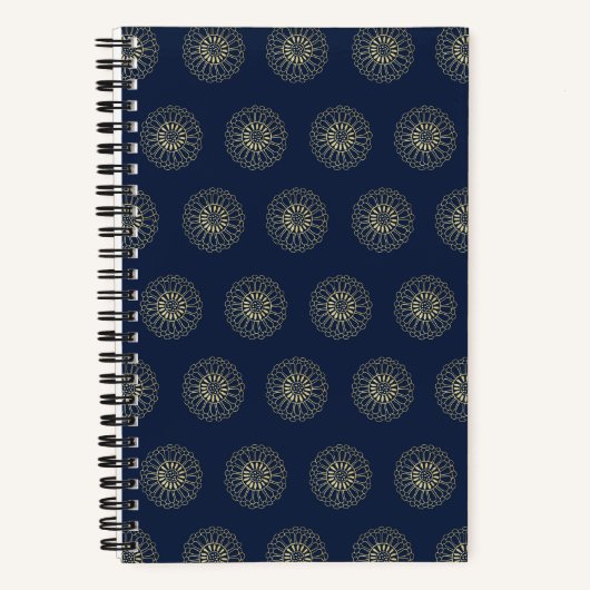 Carnet Navy | Golden Zinnia Flower Medallions (Recto)