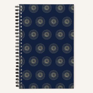 Carnet Navy Médaillons de fleurs de Zinnia dorées