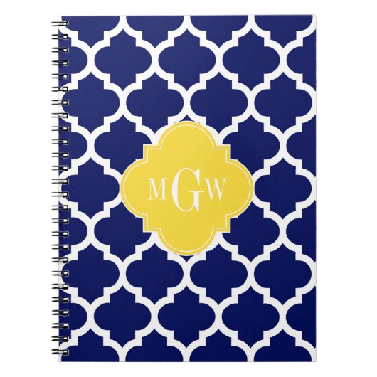 Carnet Navy Wht Moroccan #5 Pineapple 3 Initial Monogram (Devant)
