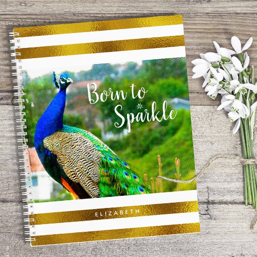 Carnet Né à Sparkle Chic Peacock | Blancs d'or