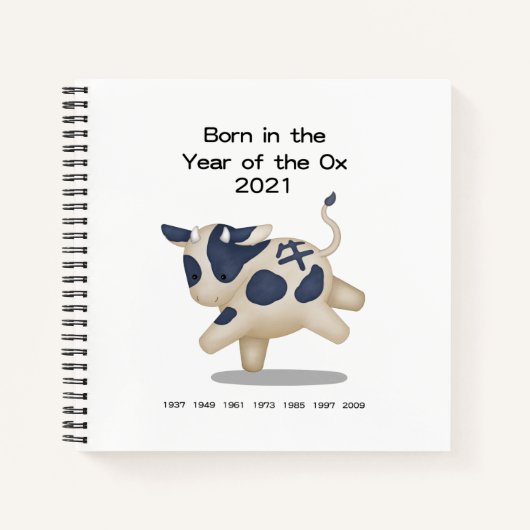 Carnet Né dans l'année de la première année du bébé Ox Jo (Devant)