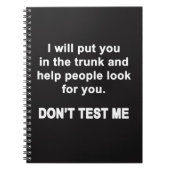 Carnet Ne me testez pas (Devant)