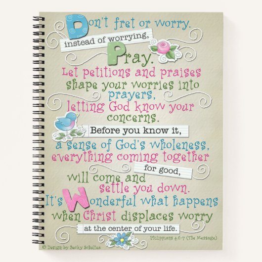 Carnet "Ne vous inquiétez pas" CustomSpiral Notebook/Pray (Devant)