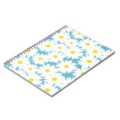 Carnet Négative Space Daisies blanc jaune sur bleu (Côté gauche)