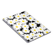 Carnet Négative Space Daisies blanc jaune sur noir (Côté Droit)