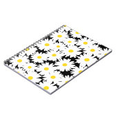 Carnet Négative Space Daisies blanc jaune sur noir (Côté gauche)