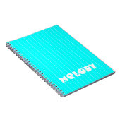 Carnet Négone Cyan Blanc mince Vertical Striped Nom (Côté Droit)