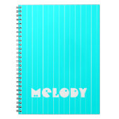 Carnet Négone Cyan Blanc mince Vertical Striped Nom (Devant)