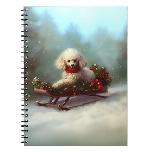 Carnet Neige de Noël caniche hiver (Devant)